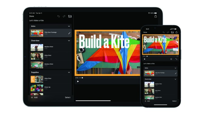 Apple iMovie features Storyboards iPad iPhone print